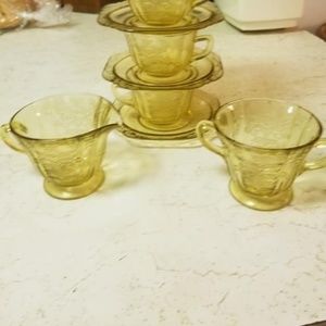 Depression Era Amber Madrid Creamer/Sugar(No Lid)